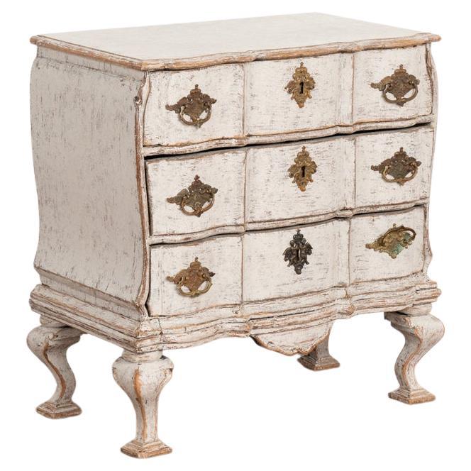 Antique Baroque Small White Painted Chest of Drawers, Sweden, circa 1760