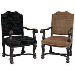 Antique Baroque Style Armchairs, 1860s, Set of Two