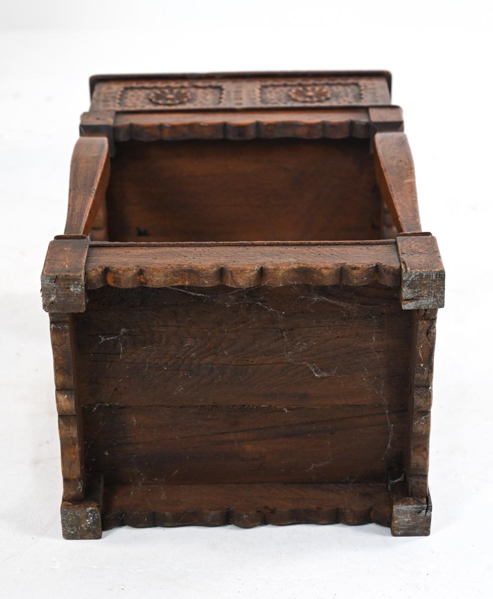 Antique Baroque-Style Carved Oak Bible Box 8
