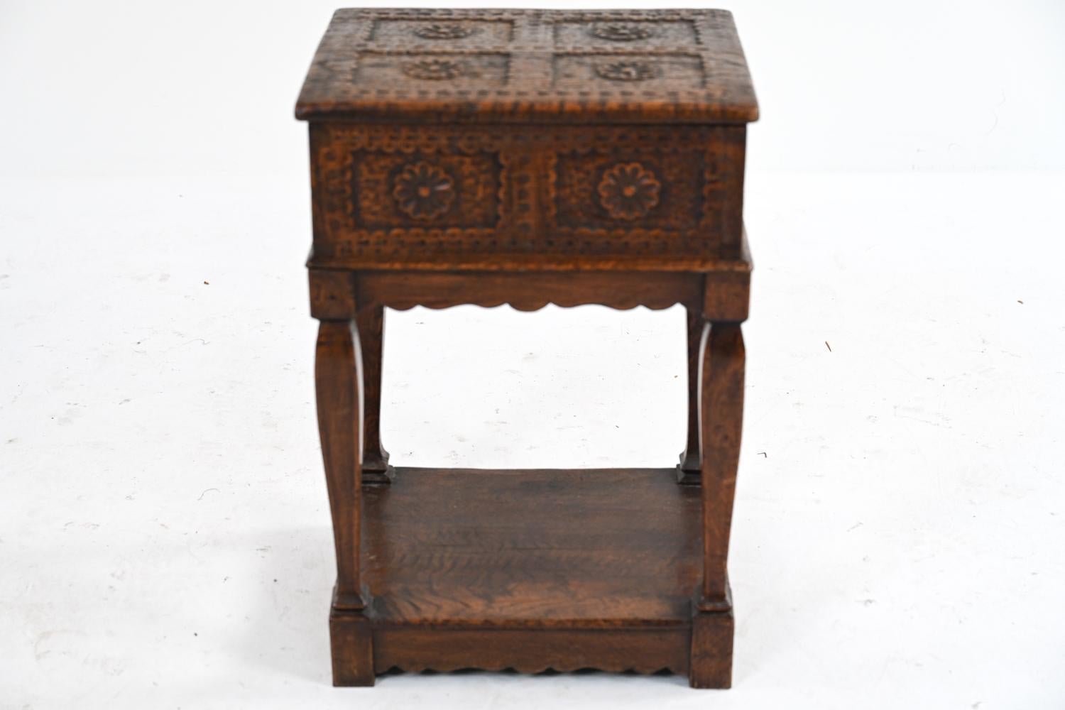 Hand-Carved Antique Baroque-Style Carved Oak Bible Box