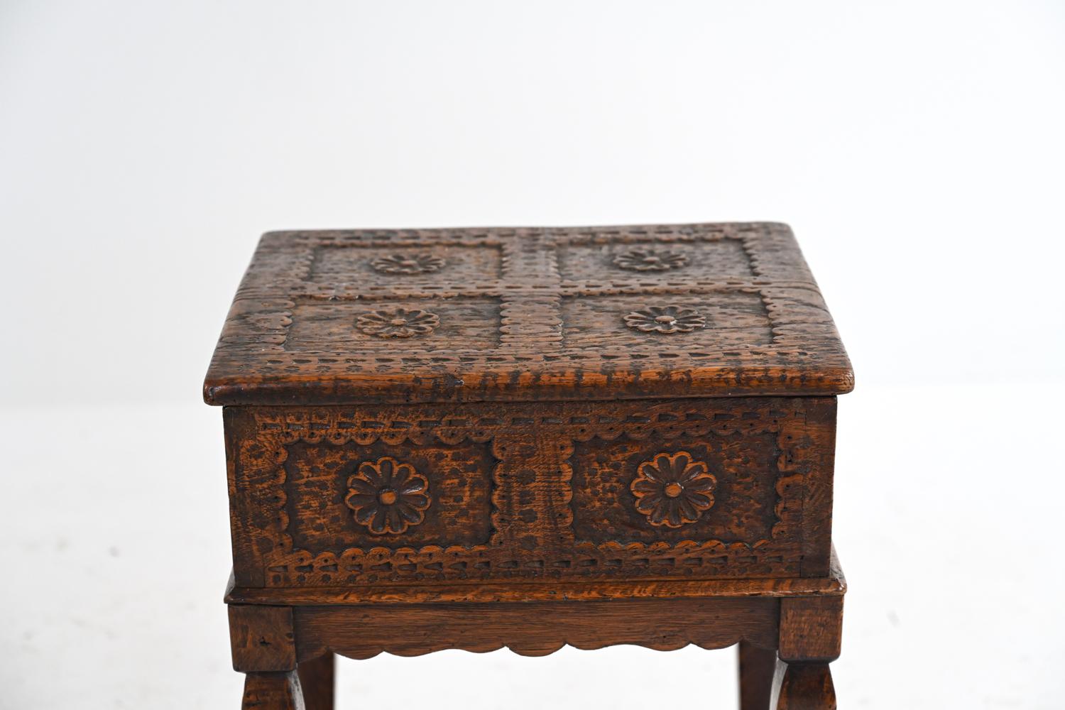 Antique Baroque-Style Carved Oak Bible Box 1