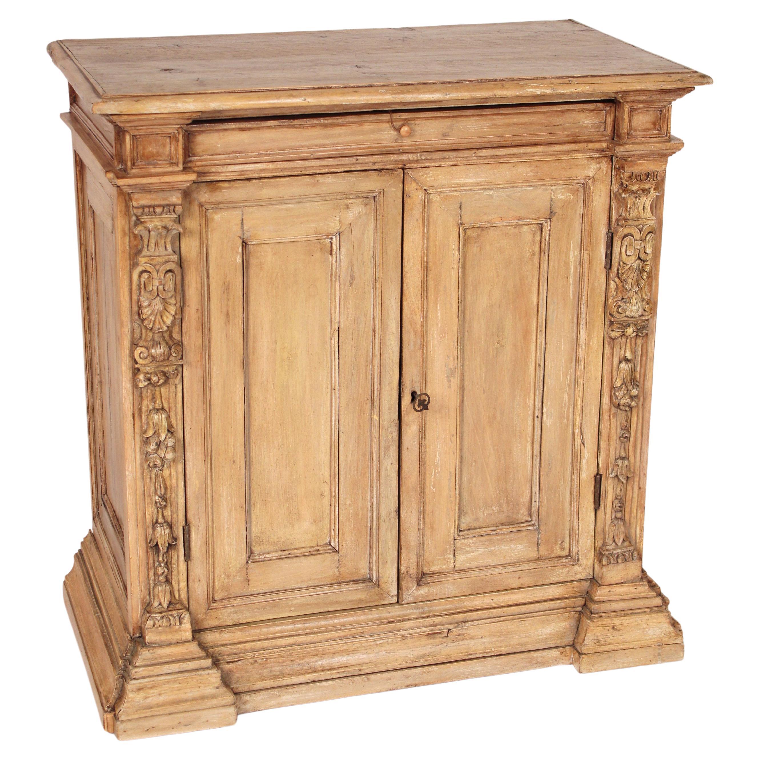 Antique Baroque Style Continental Pickled Cabinet For Sale at 1stDibs