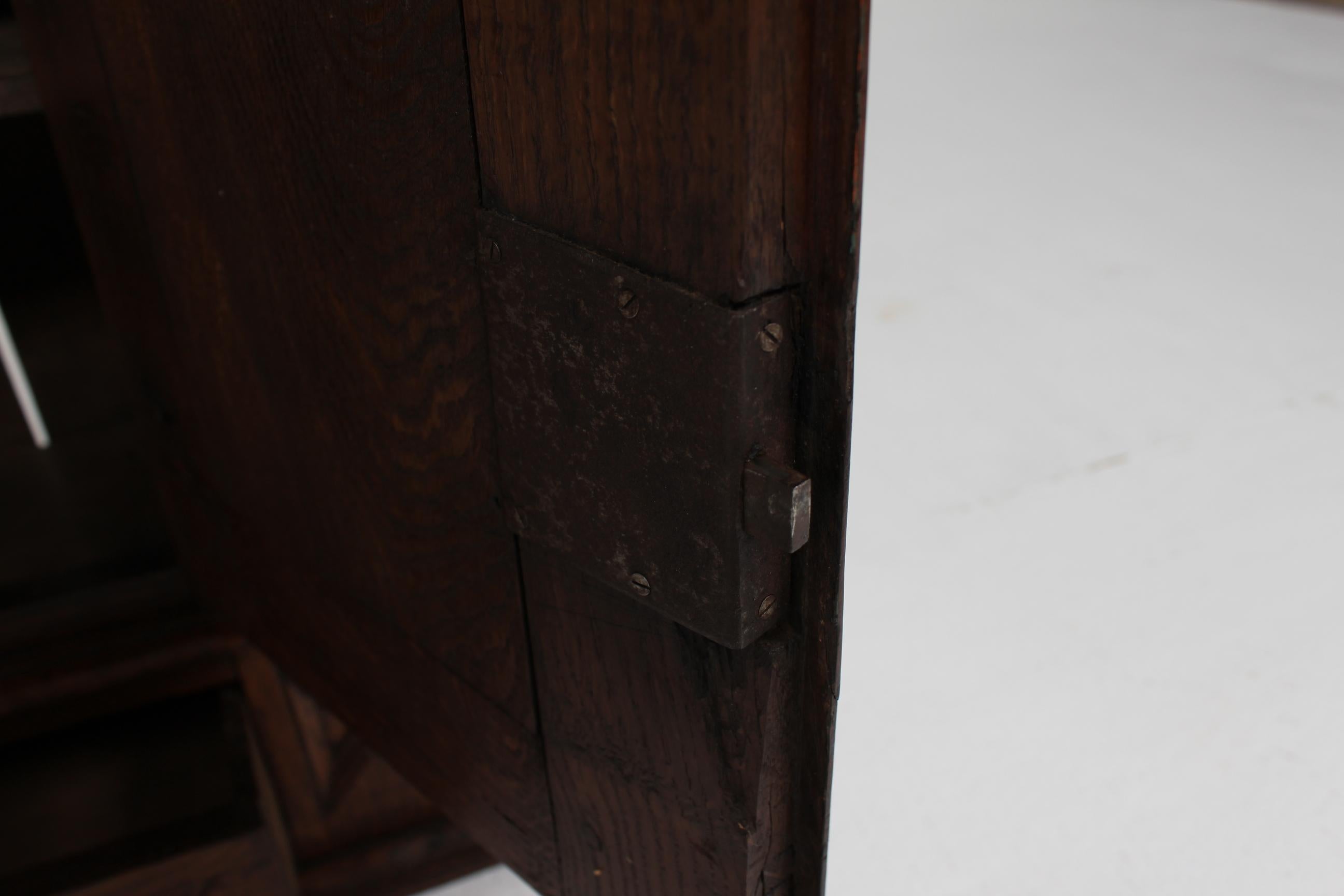 Woodwork Antique Baroque Style Hanging Cabinet of Dark Oak with Wood Carvings ca. 1800 For Sale