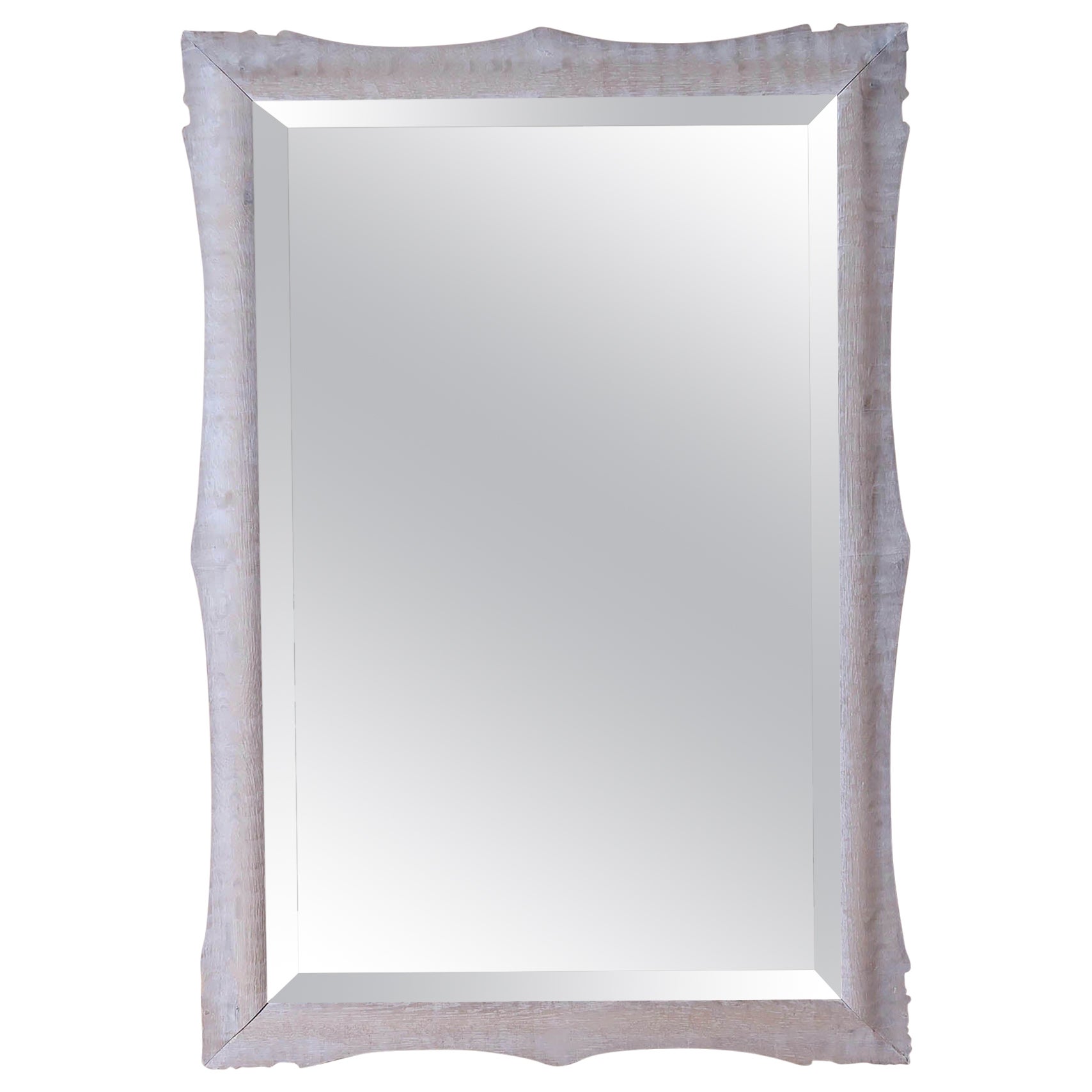Antique Baroque Style Limed Oak Mirror. English, 19th Century
