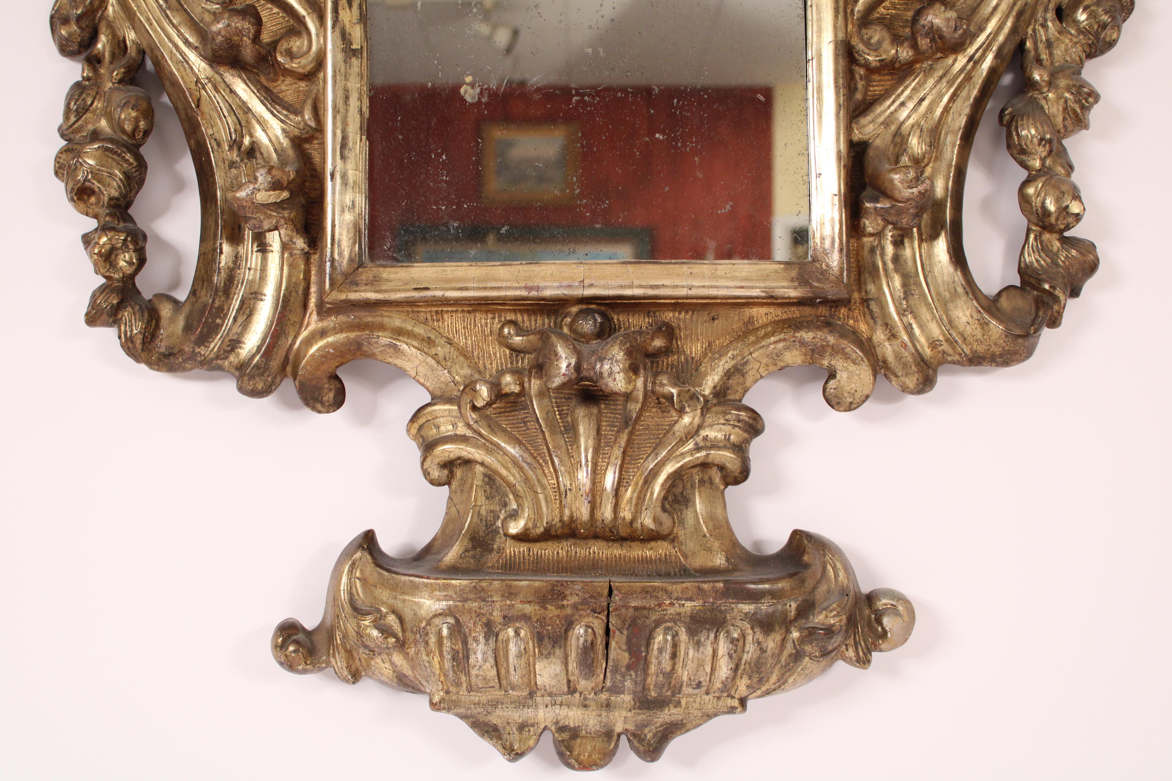 Antique Baroque Style Silver Leaf Mirror 2