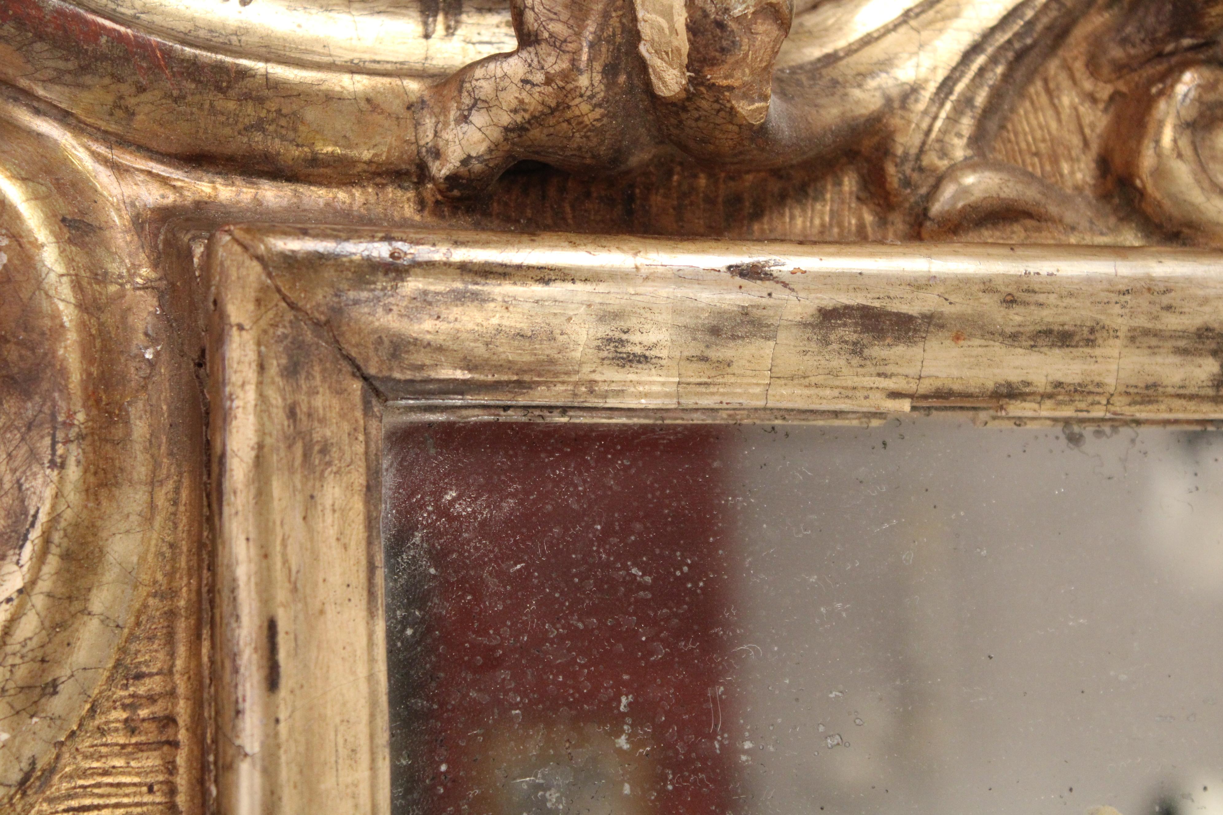 Antique Baroque Style Silver Leaf Mirror 4