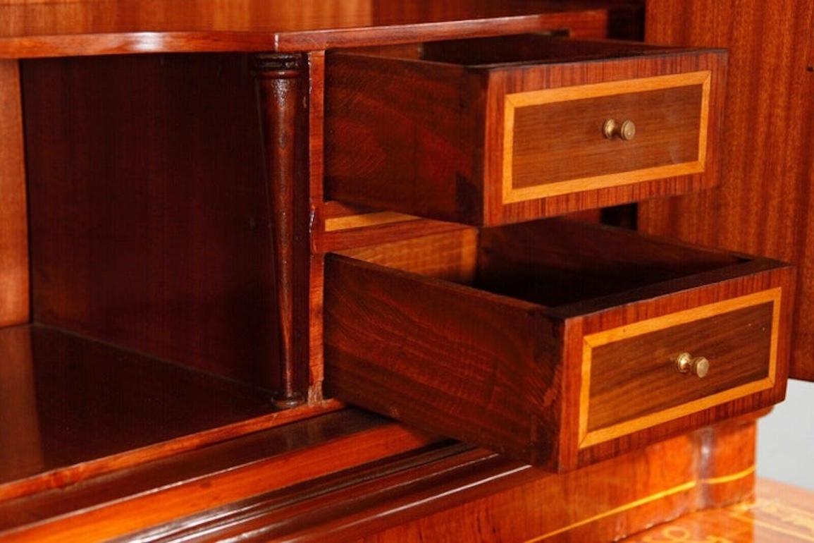 Antique Baroque Style Top Desk / Secretary Fully Inlaid For Sale 4