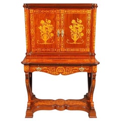 Antique Baroque Style Top Desk / Secretary Fully Inlaid