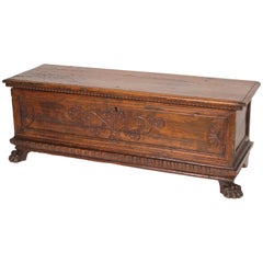 Antique Baroque Style Walnut Cassone