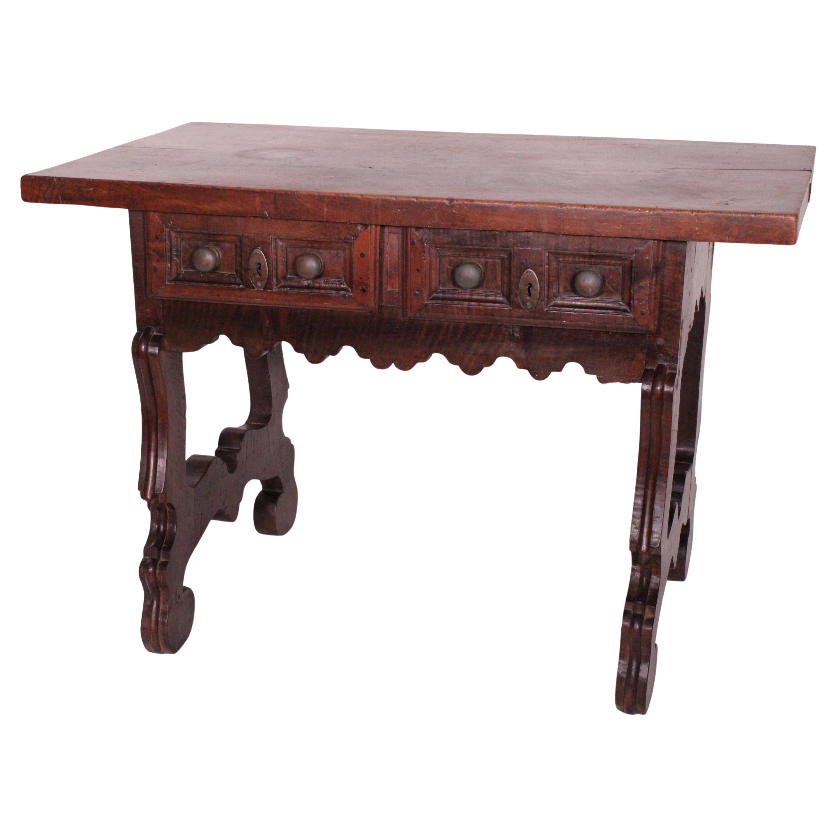 Antique Baroque Style Walnut Library Table For Sale