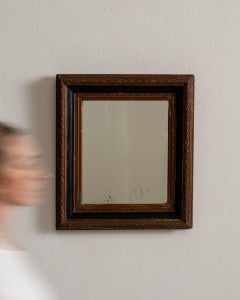 Antique Baroque Wall Mirror, Dark Walnut Frame, French, 19th Century