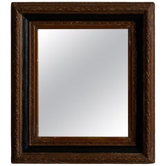 Antique Baroque Wall Mirror, Dark Walnut Frame, French, 19th Century