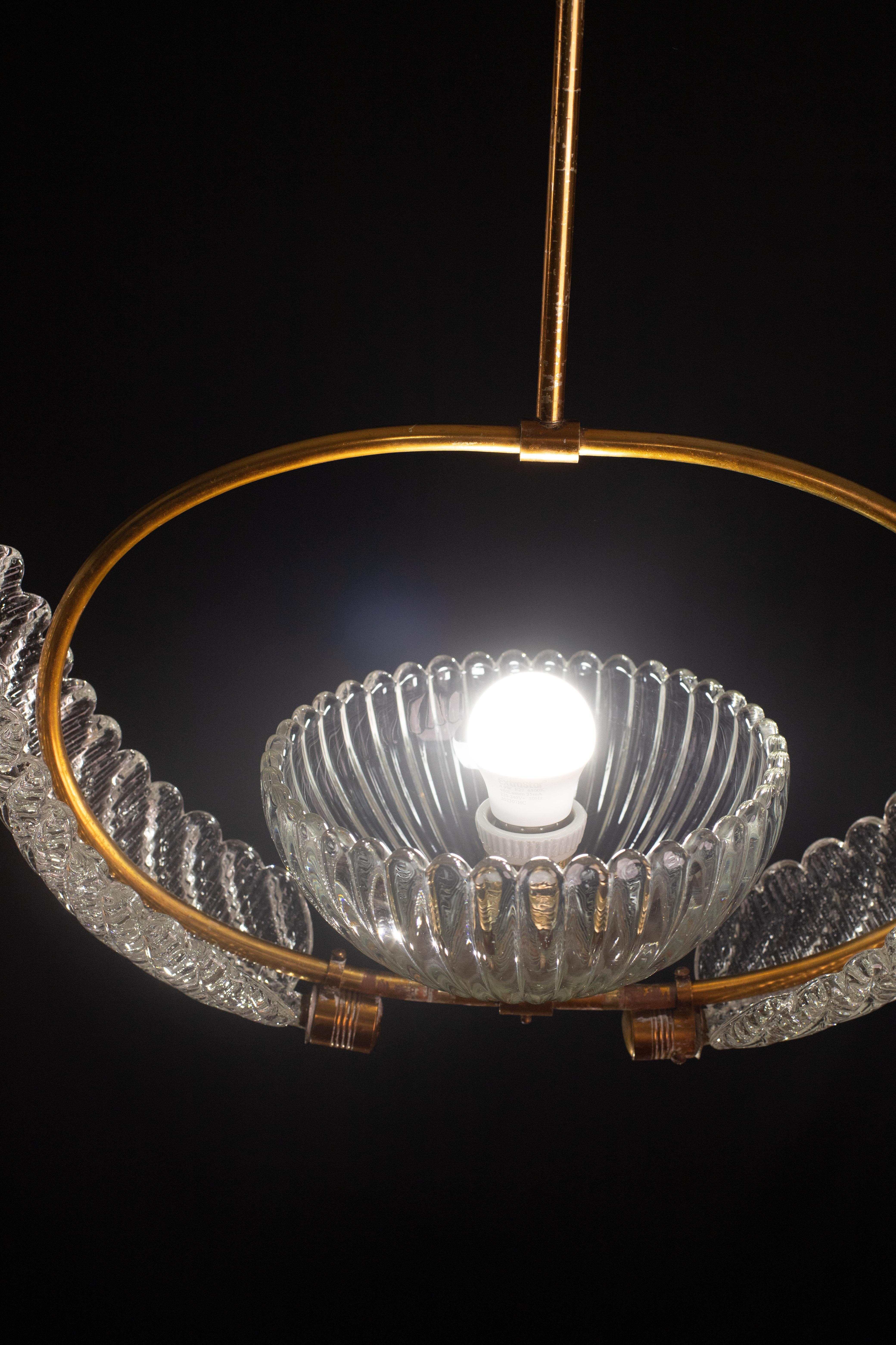 Mid-20th Century Antique Barovier e Toso Pendant Light, 1940 For Sale