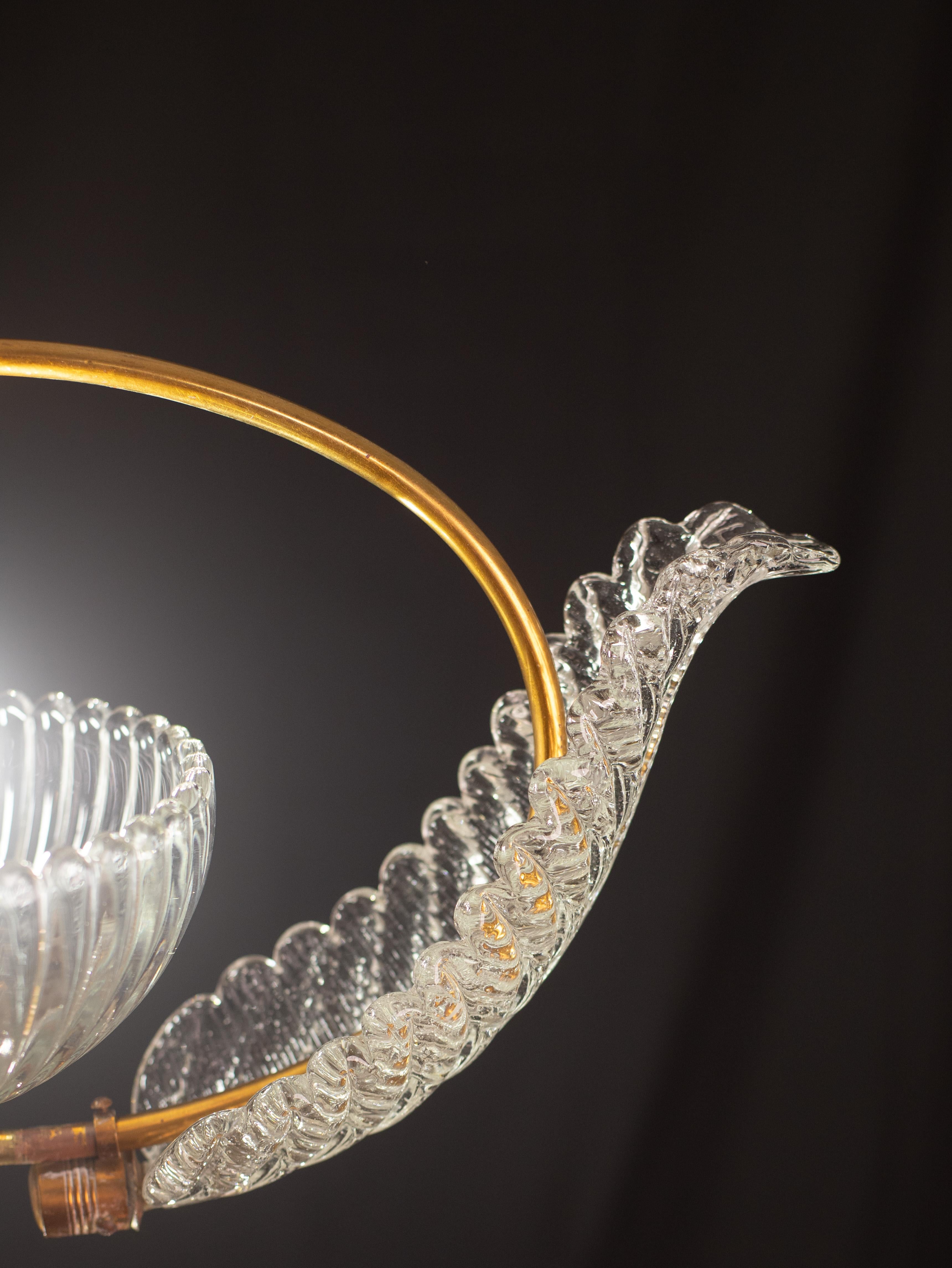 Murano Glass Antique Barovier e Toso Pendant Light, 1940 For Sale