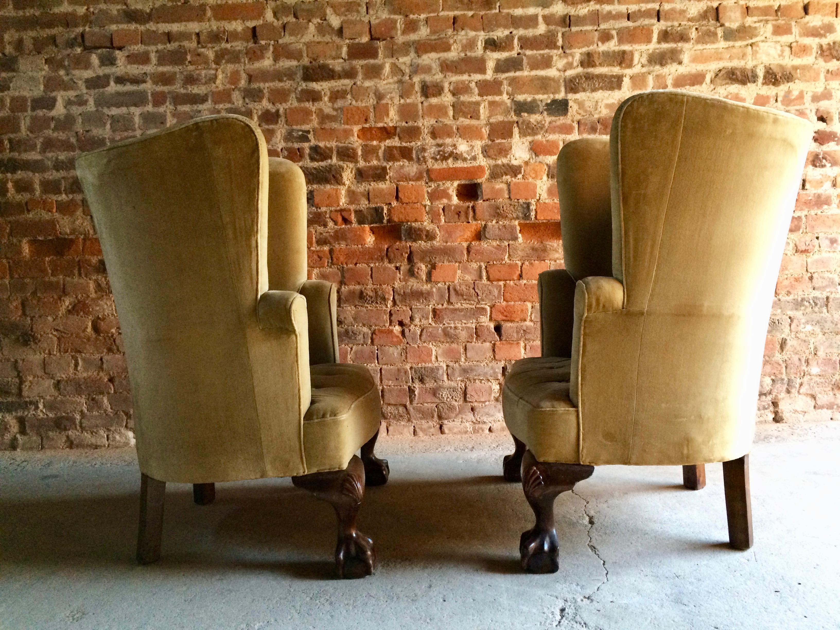 Antique Barrel Back Armchairs Porters Chairs Pair, George II Style, circa 1860 2