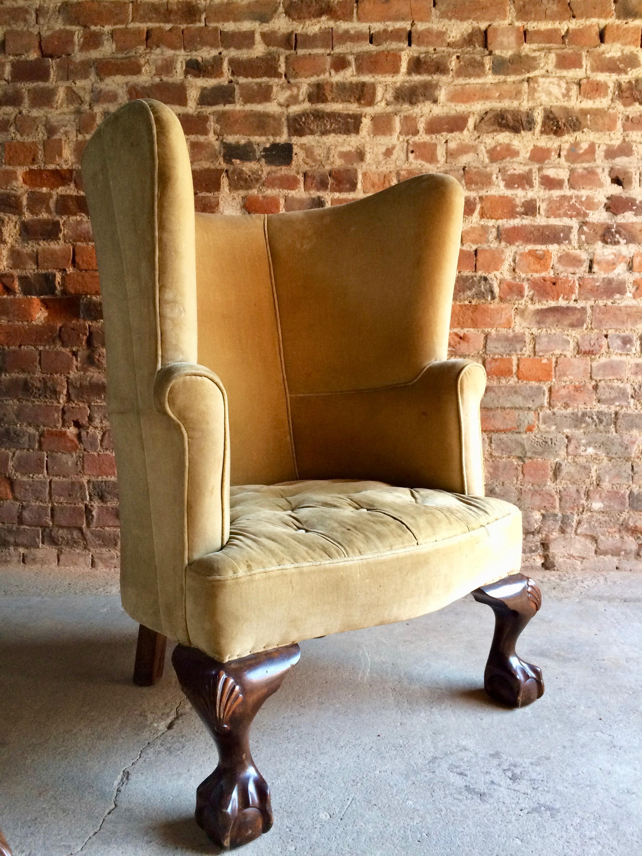 Antique Barrel Back Armchairs Porters Chairs Pair George II Style, circa 1860 In Good Condition In Longdon, Tewkesbury