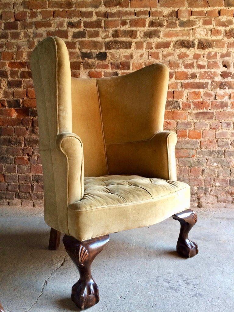 Antique Barrel Back Armchairs Porters Chairs Pair, George II Style, circa 1860 at 1stDibs