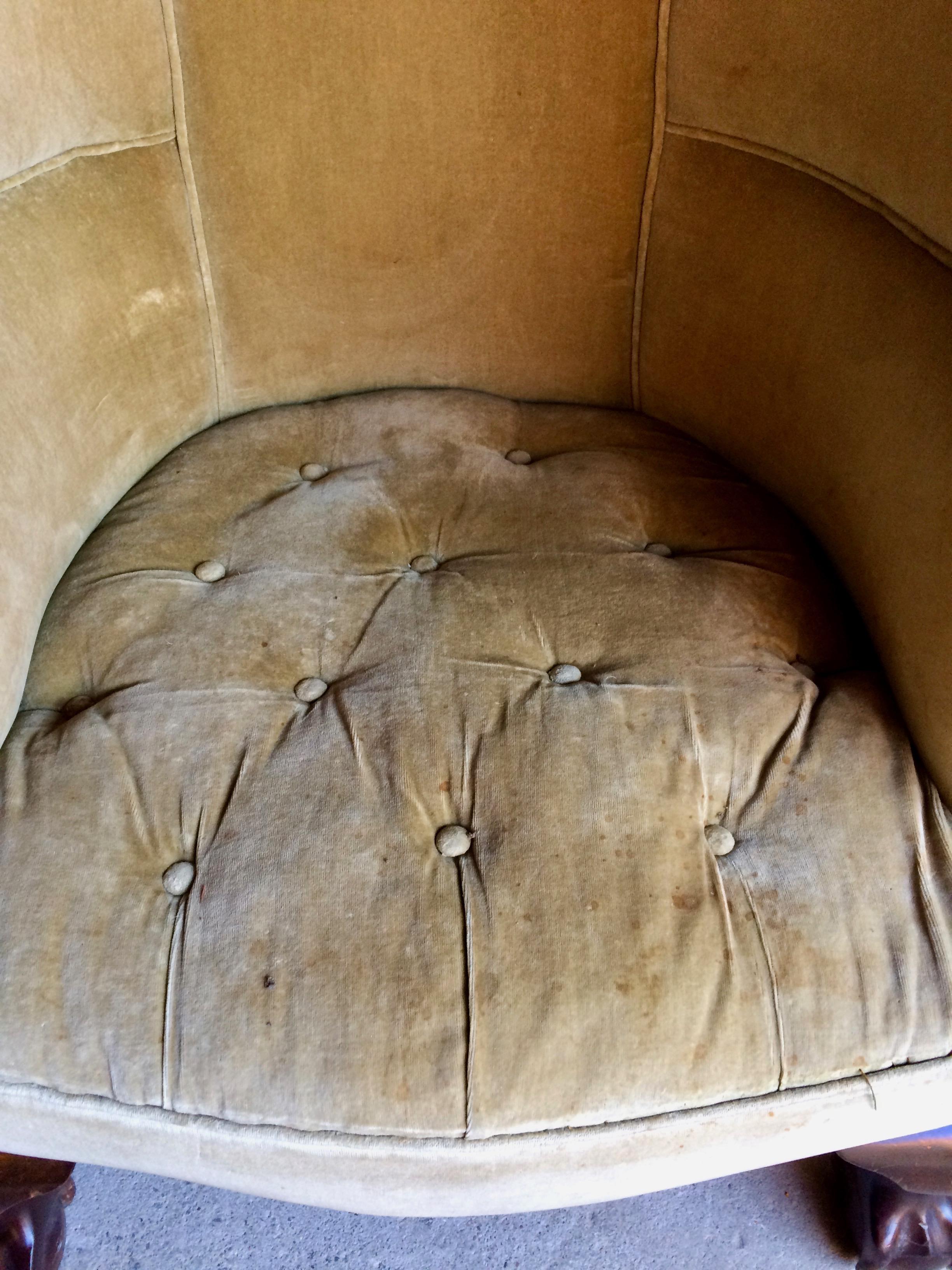 Antique Barrel Back Armchairs Porters Chairs Pair, George II Style, circa 1860 In Good Condition In Longdon, Tewkesbury