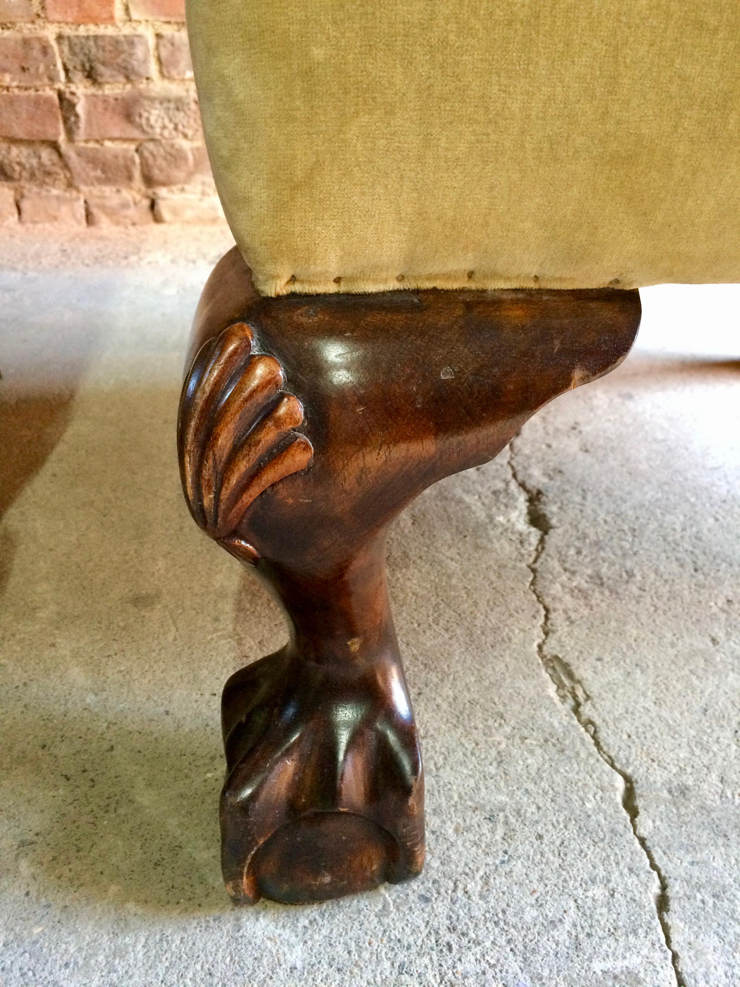 Mahogany Antique Barrel Back Armchairs Porters Chairs Pair, George II Style, circa 1860