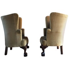Antique Barrel Back Armchairs Porters Chairs Pair, George II Style, circa 1860
