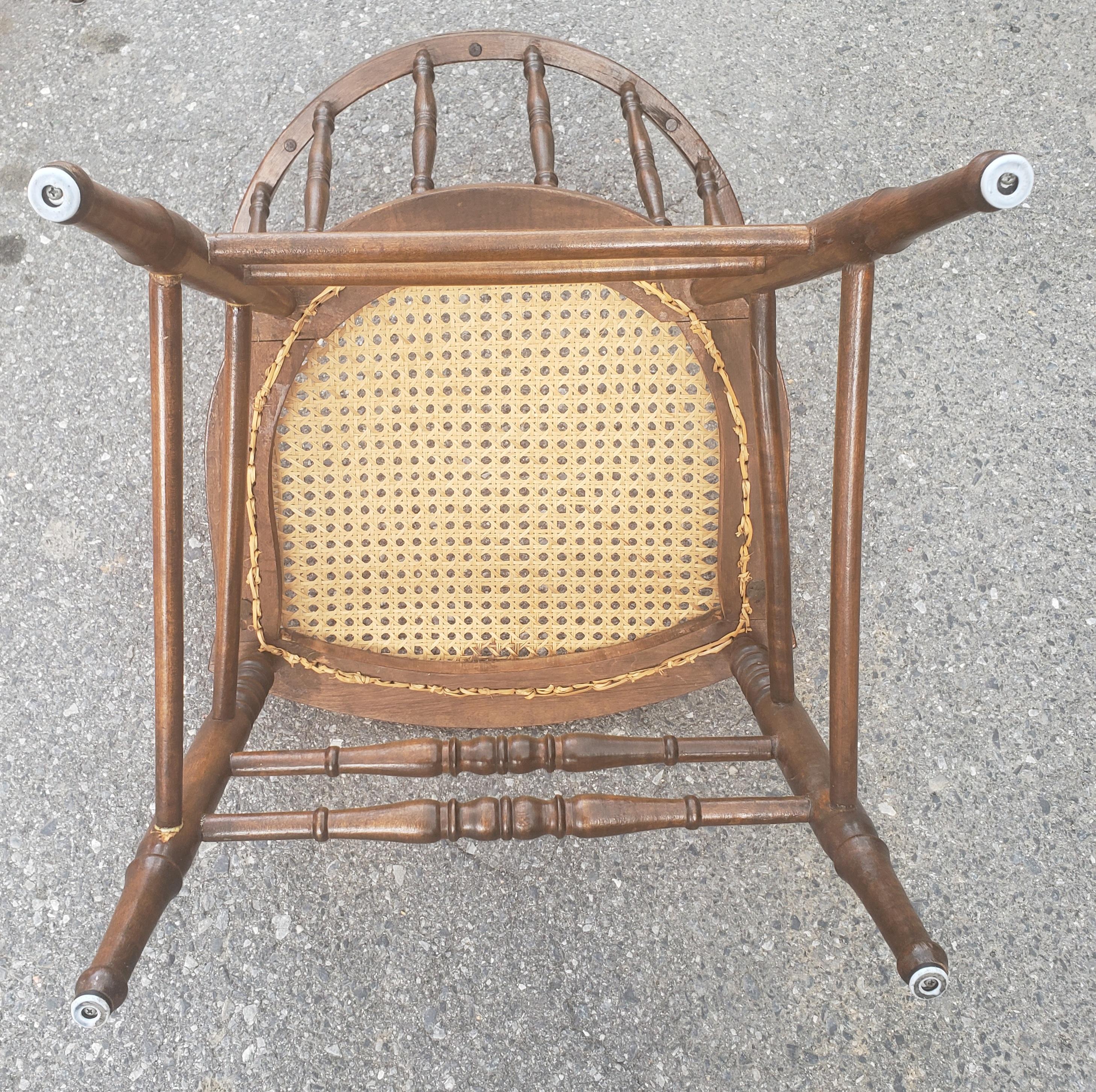 Antique Barrel Back Firehouse Windsor Chair with Cane Seat 2