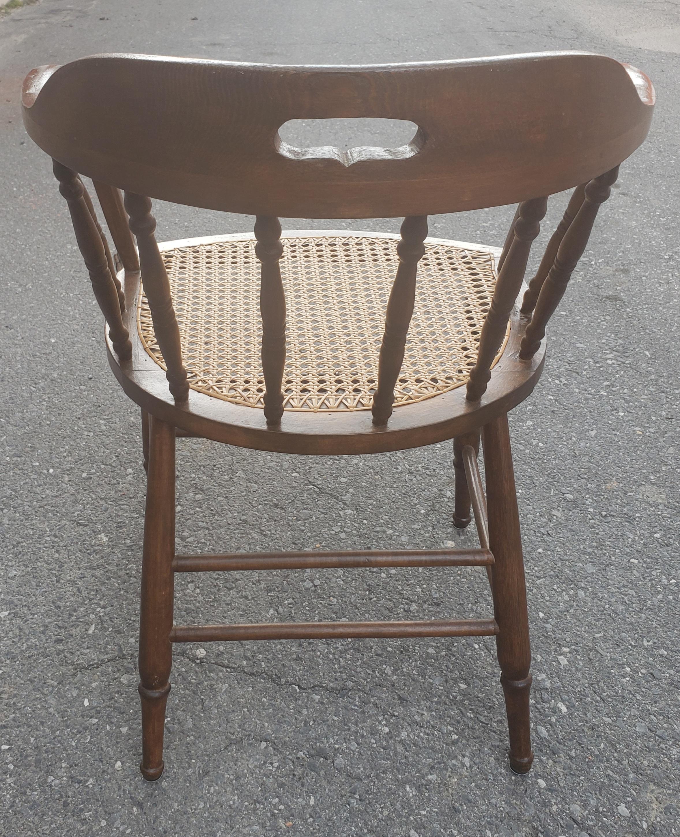 20th Century Antique Barrel Back Firehouse Windsor Chair with Cane Seat