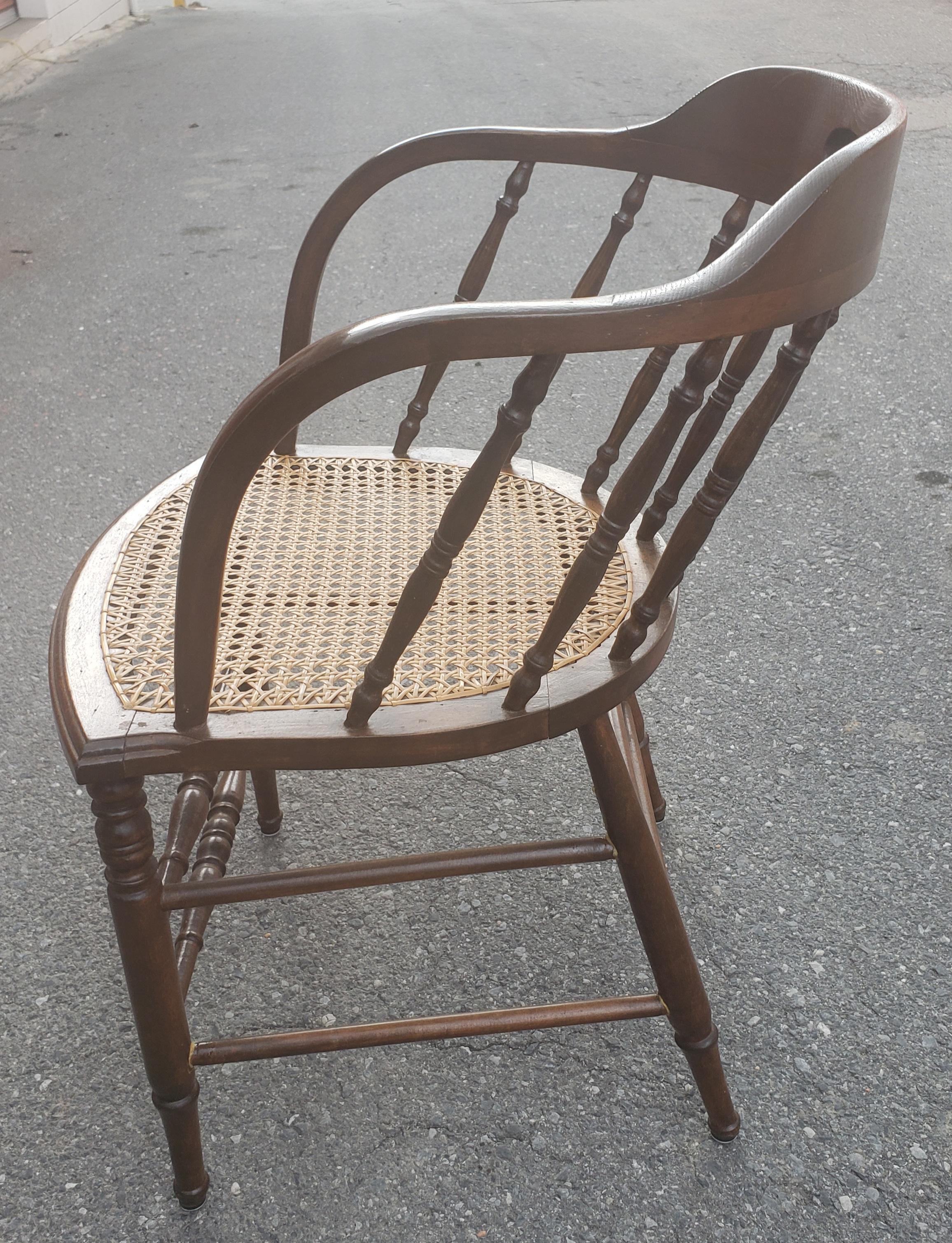 Antique Barrel Back Firehouse Windsor Chair with Cane Seat 1