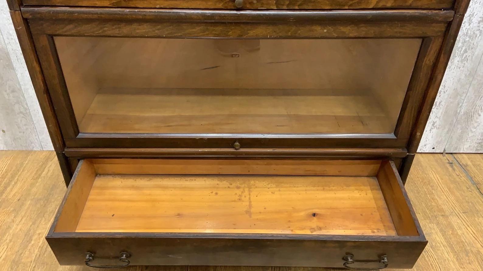Unknown Antique Barrister Style Bookcase / Glass-Covered Cupboard For Sale