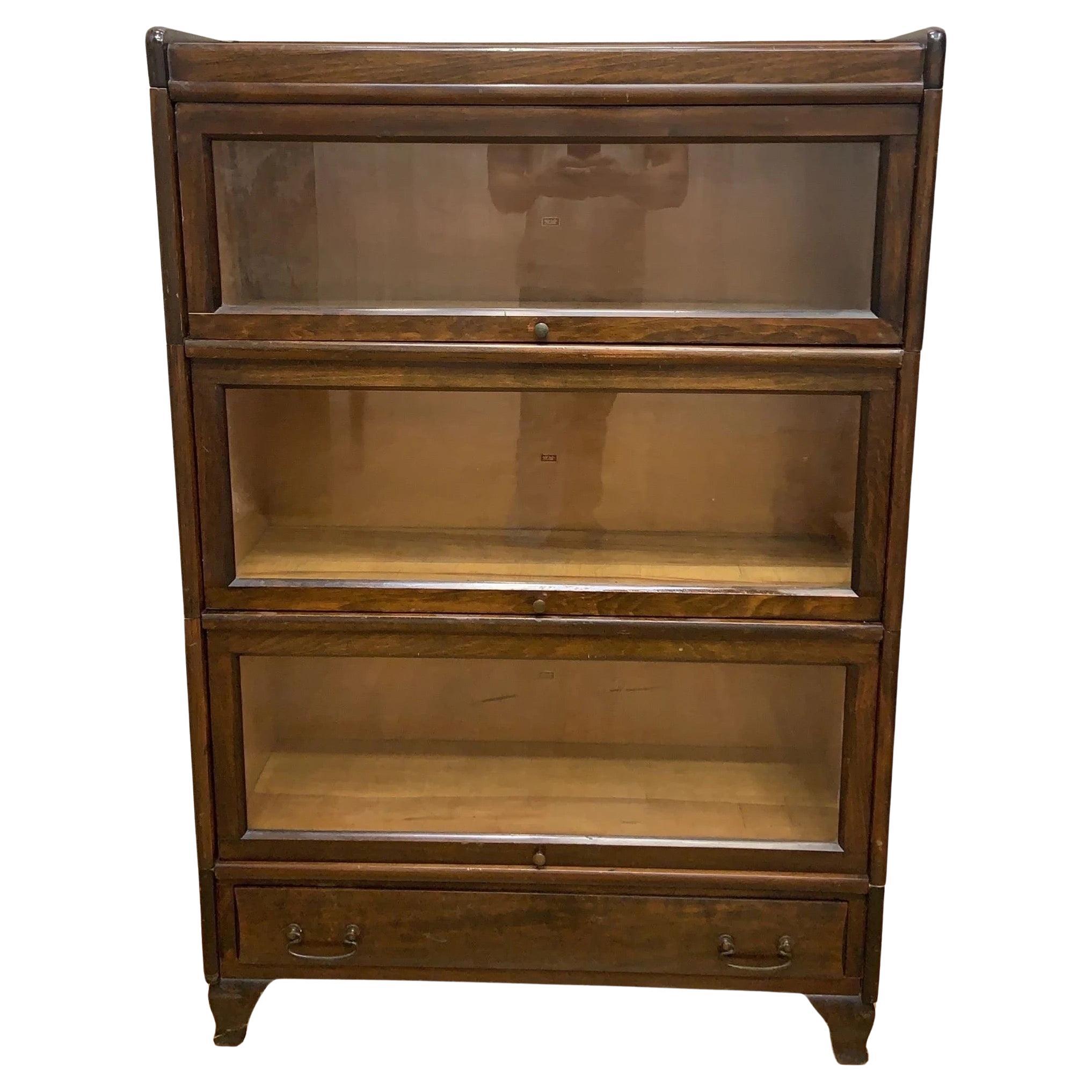 Antique Barrister Style Bookcase / Glass-Covered Cupboard