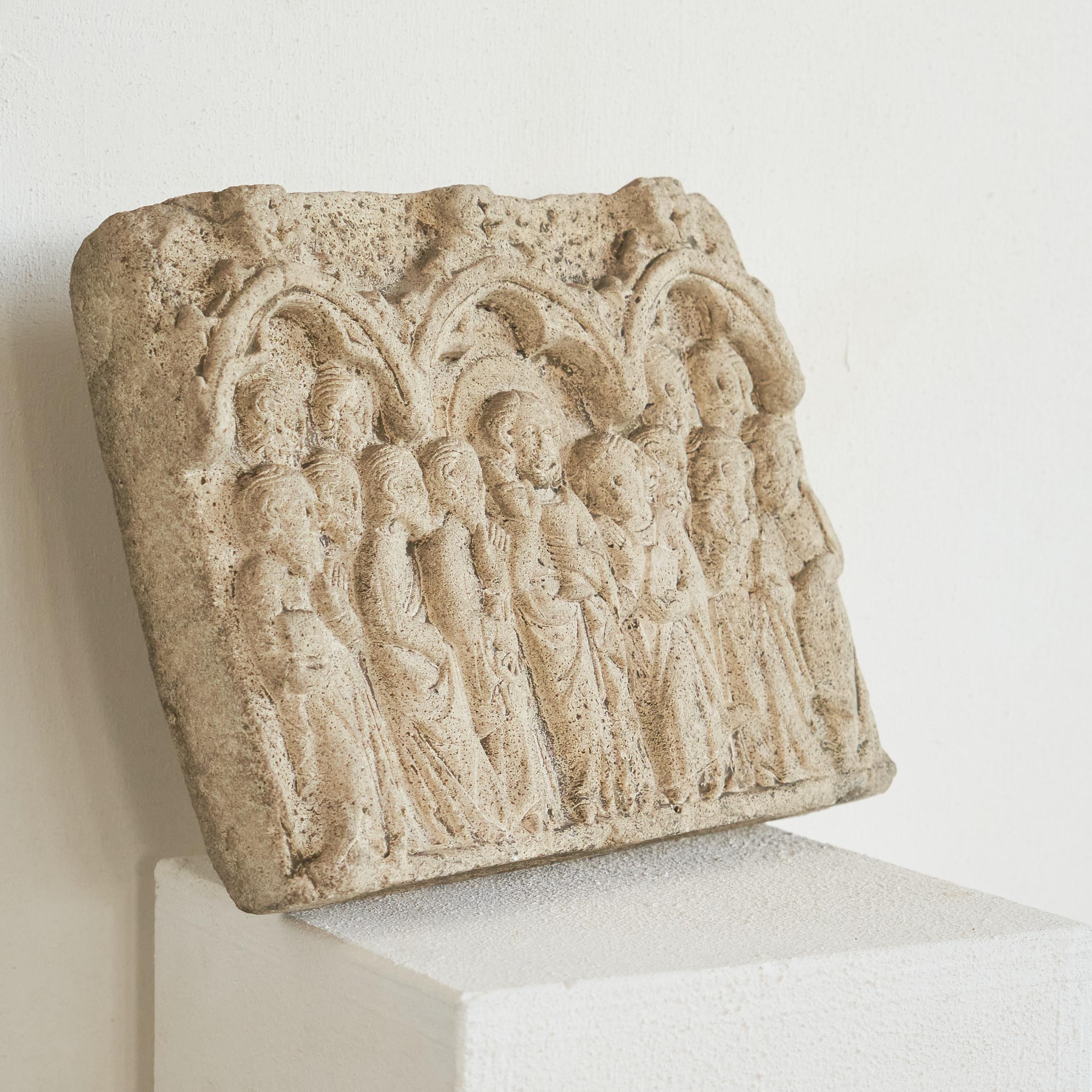 Antique Bas-Relief 'Jesus and the Twelve Disciples' in Stone For Sale 5