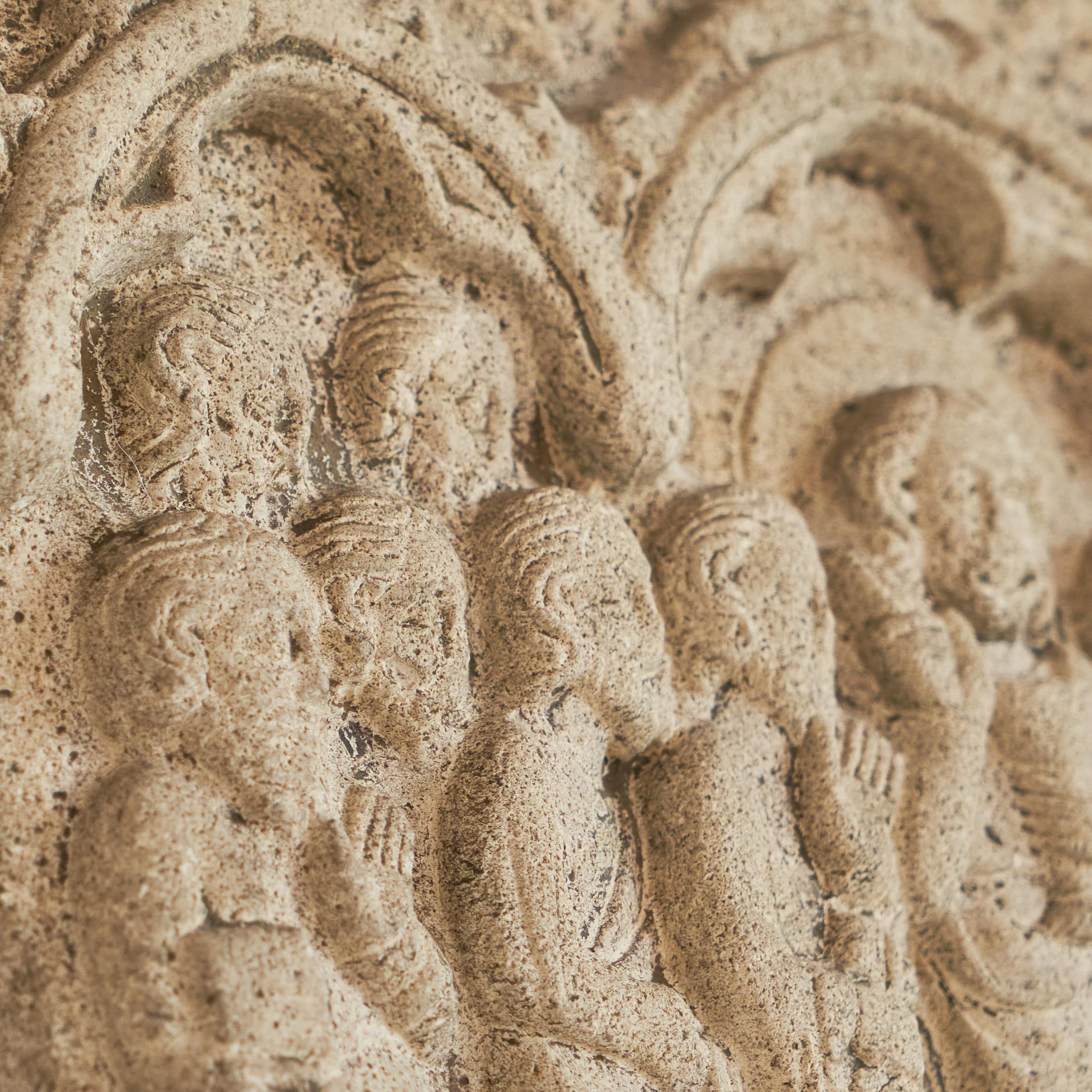 Hand-Crafted Antique Bas-Relief 'Jesus and the Twelve Disciples' in Stone For Sale