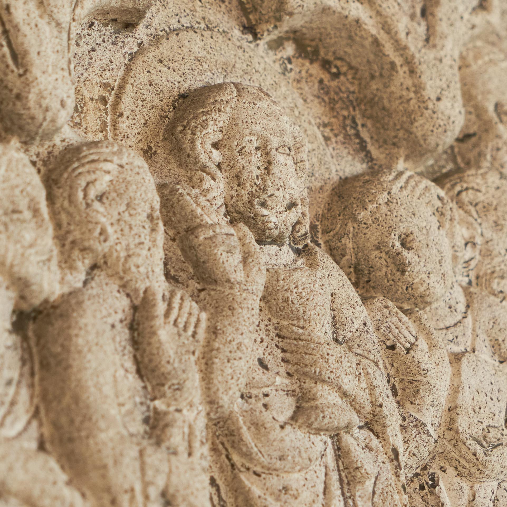 Antique Bas-Relief 'Jesus and the Twelve Disciples' in Stone In Good Condition For Sale In Meer, VAN