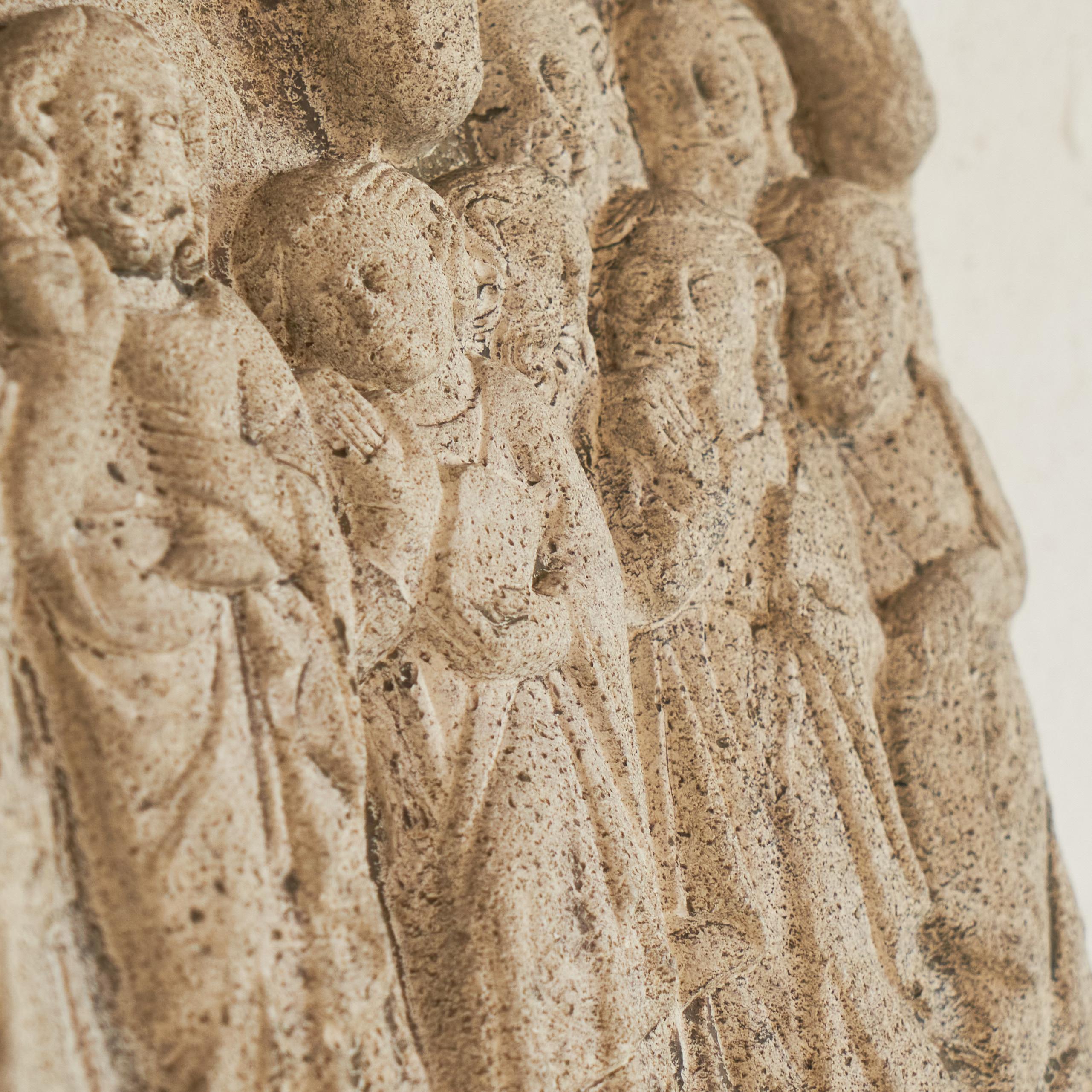 20th Century Antique Bas-Relief 'Jesus and the Twelve Disciples' in Stone For Sale