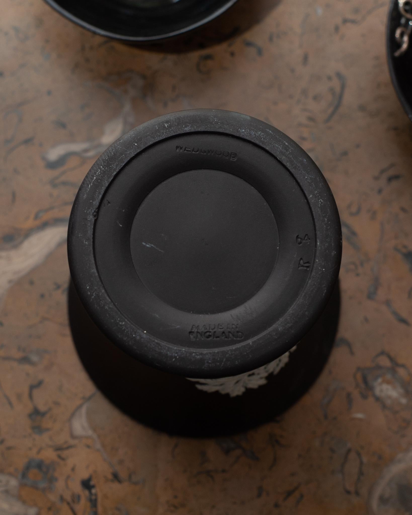 black wedgewood vase