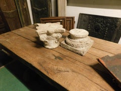 Antique Base and Capital of a Column, Carved Sandstone, 1700, Italy