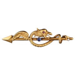 Antique Basilisk Arrow Brooch of 18k Gold