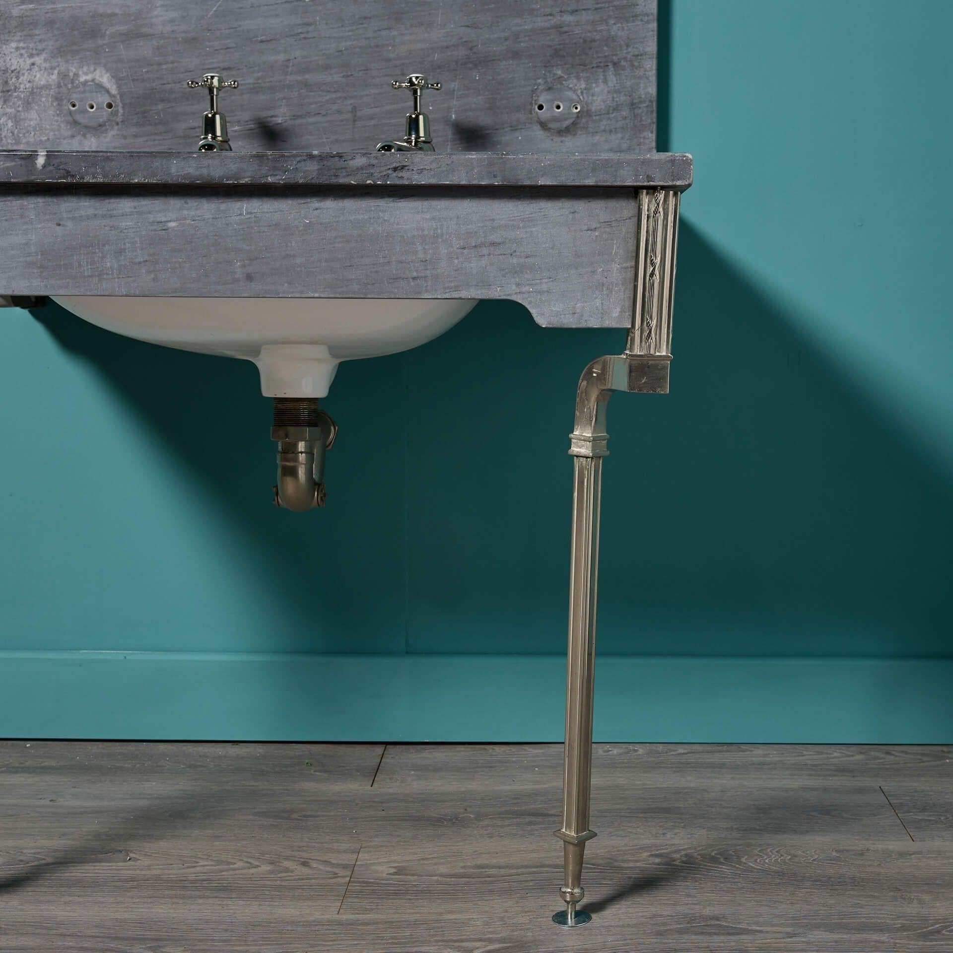 Antique Basin on Marble Stand with Legs For Sale 2