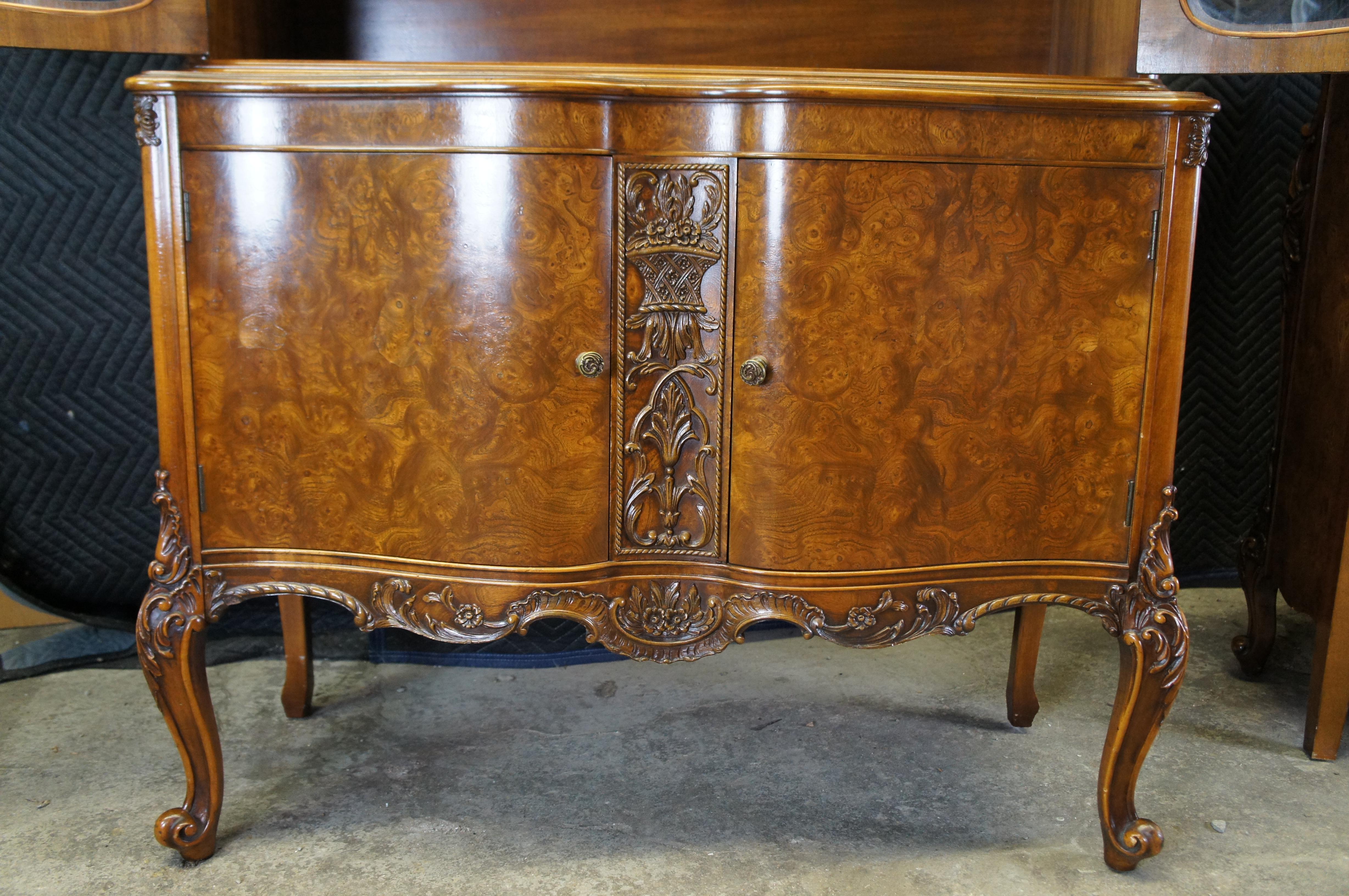 Glass Antique Batesville French Provincial Louis XV Carpathian Elm China Curio Cabinet