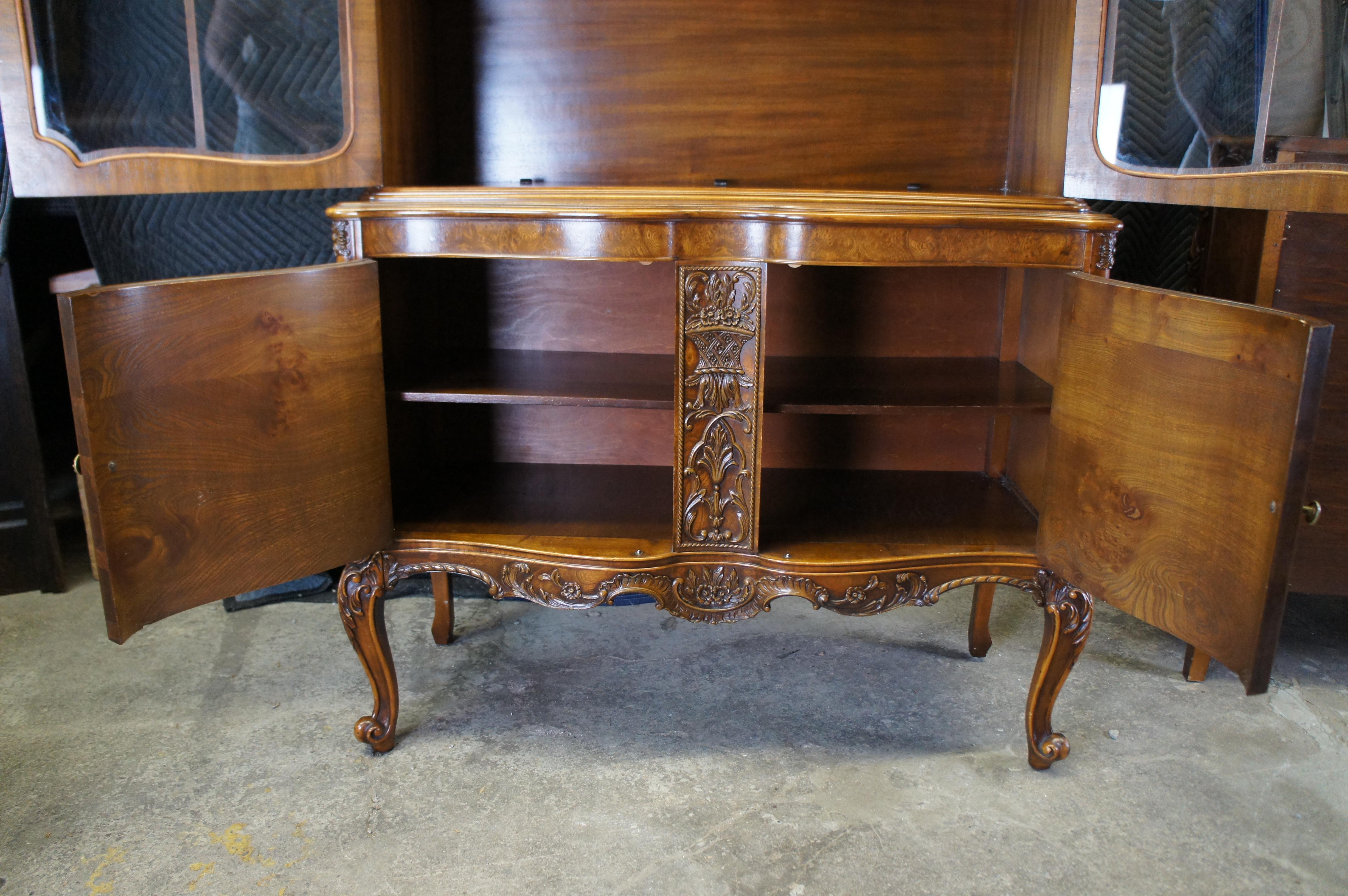 Antique Batesville French Provincial Louis XV Carpathian Elm China Curio Cabinet 1