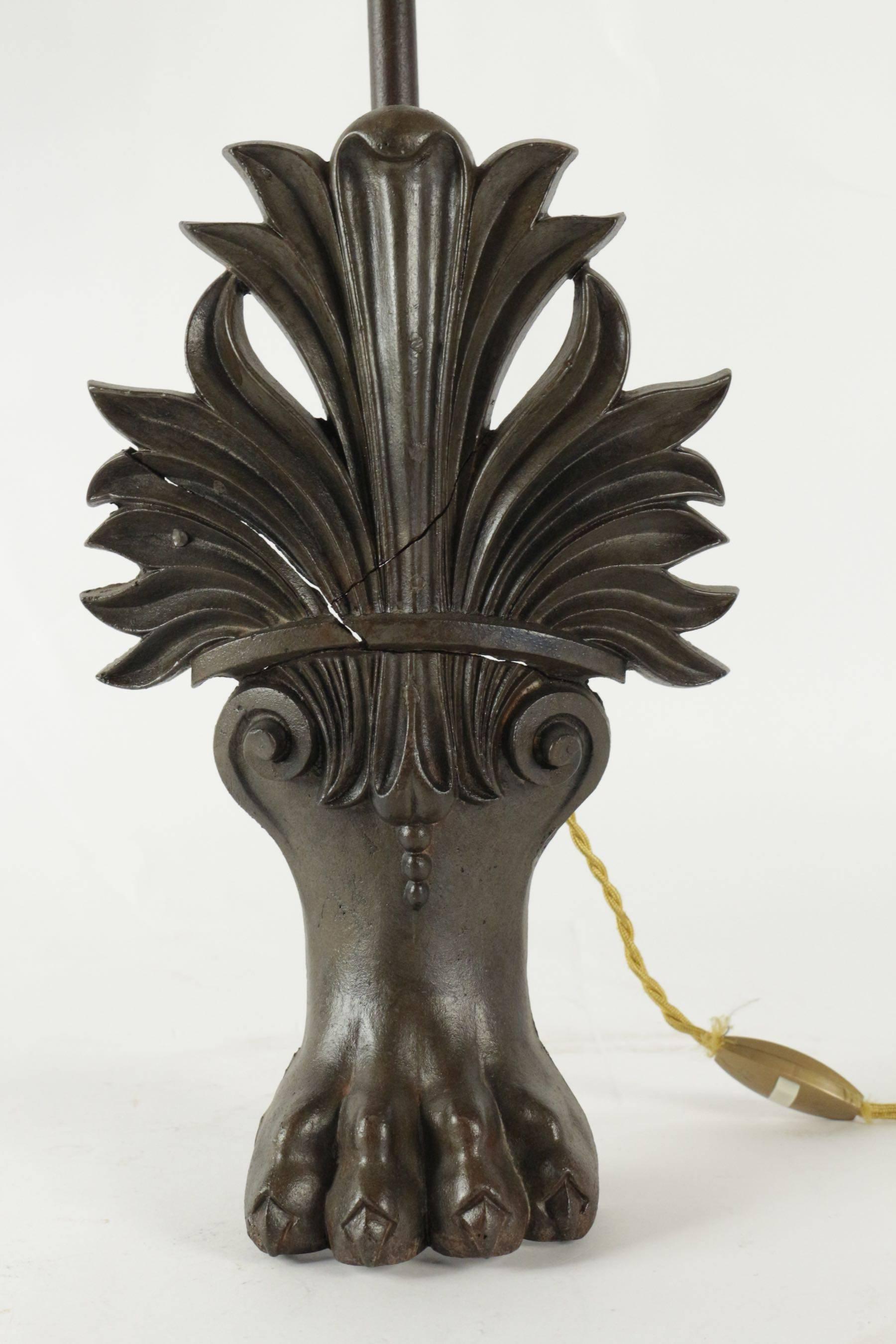 French Antique Bathtub Lions Claw Foot Changed into a Lamp, 19th Century For Sale