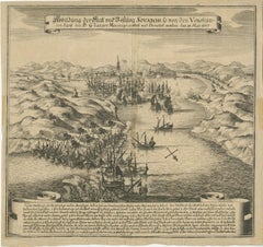 Antique Battle Scene of the Attack on Split on the Adriatic Coast, ca.1660