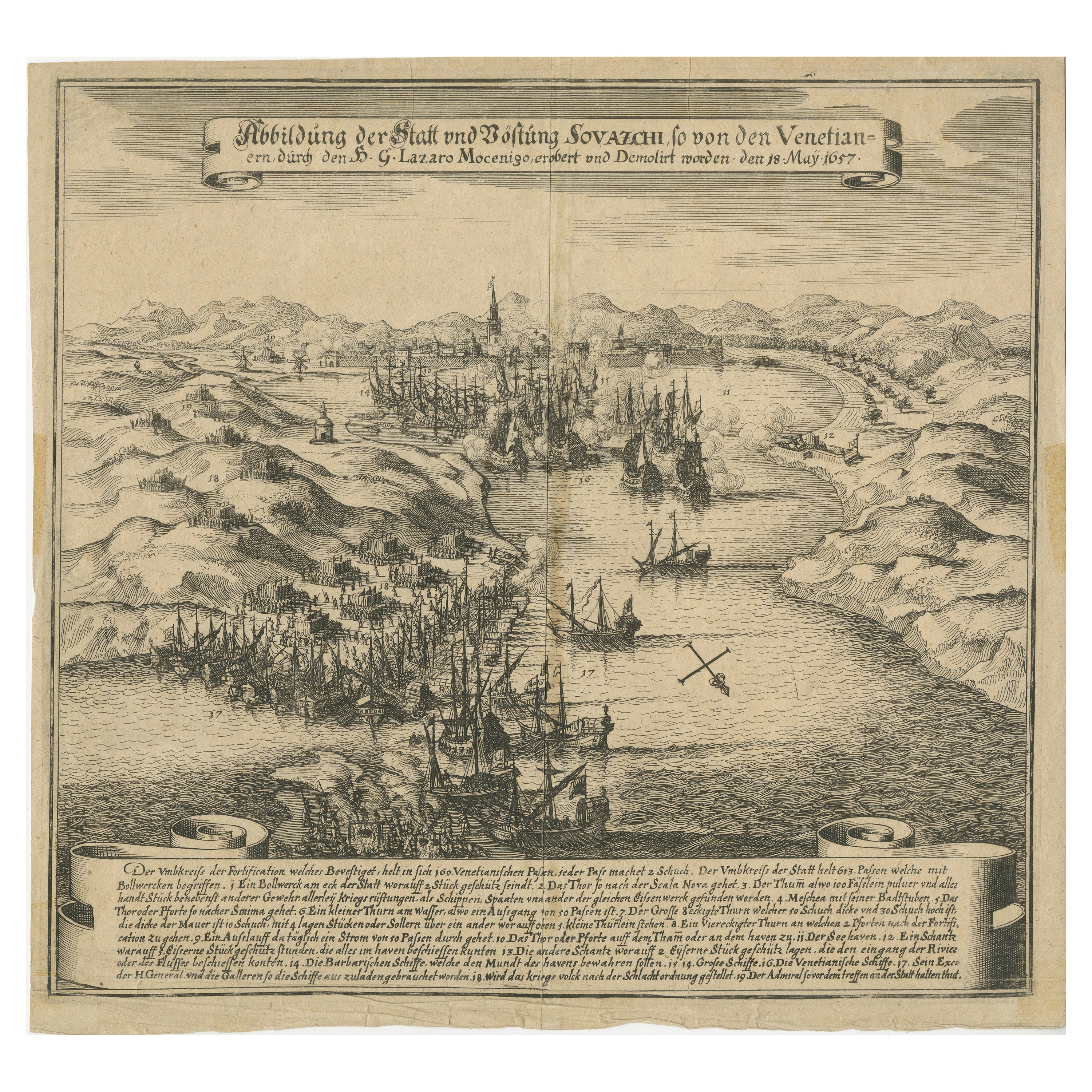 Scène de bataille ancienne de l'attaque sur la côte Adriatique en vente