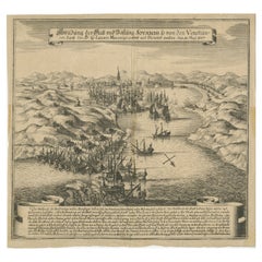 Antique Battle Scene of the Attack on Split on the Adriatic Coast