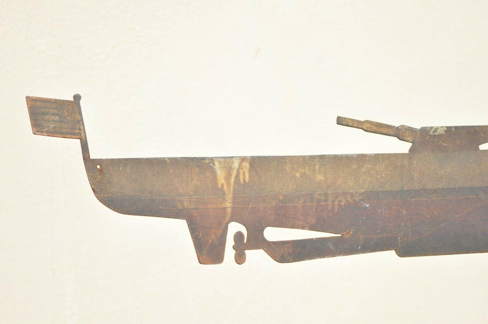 Antique Battleship Weathervane Weathered Paint American Primitive Steel Metal For Sale 3