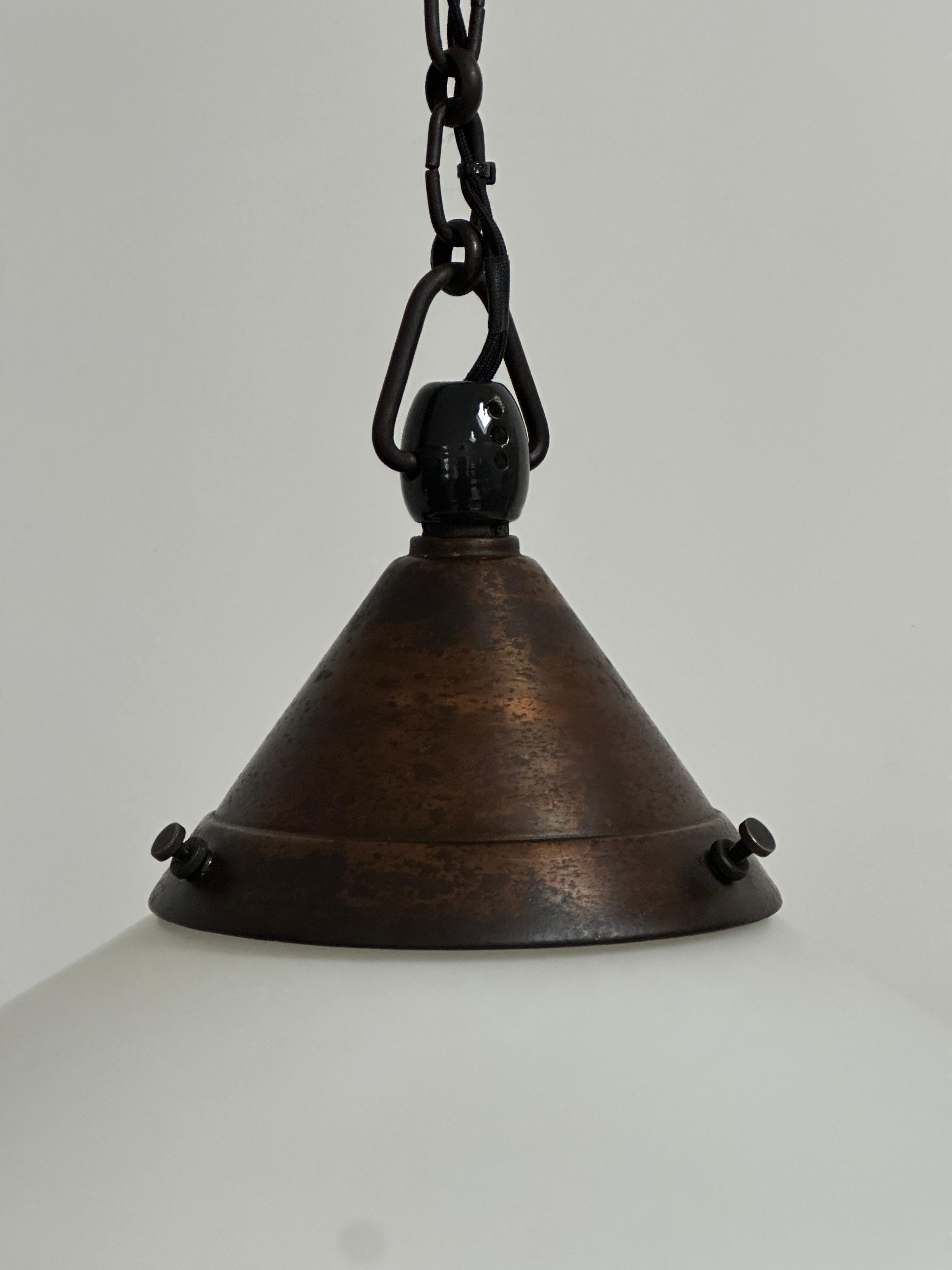 20th Century Antique Bauhaus Kandem Opaline Ceiling Pendant Light Lamp By Körting & Mathiesen For Sale
