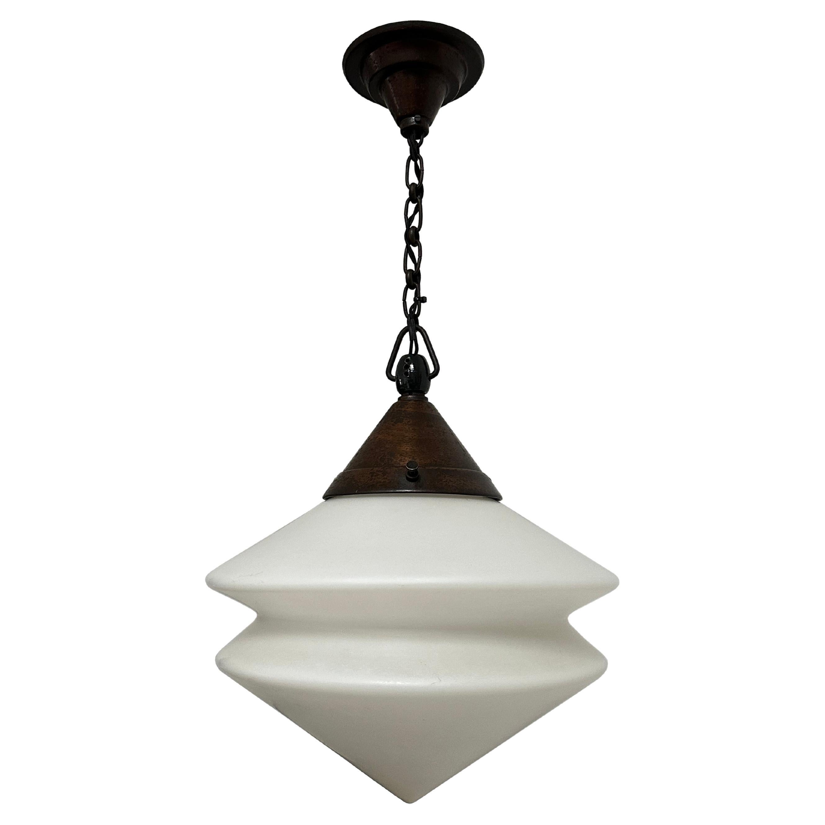 Antique Bauhaus Kandem Opaline Ceiling Pendant Light Lamp By Körting & Mathiesen For Sale