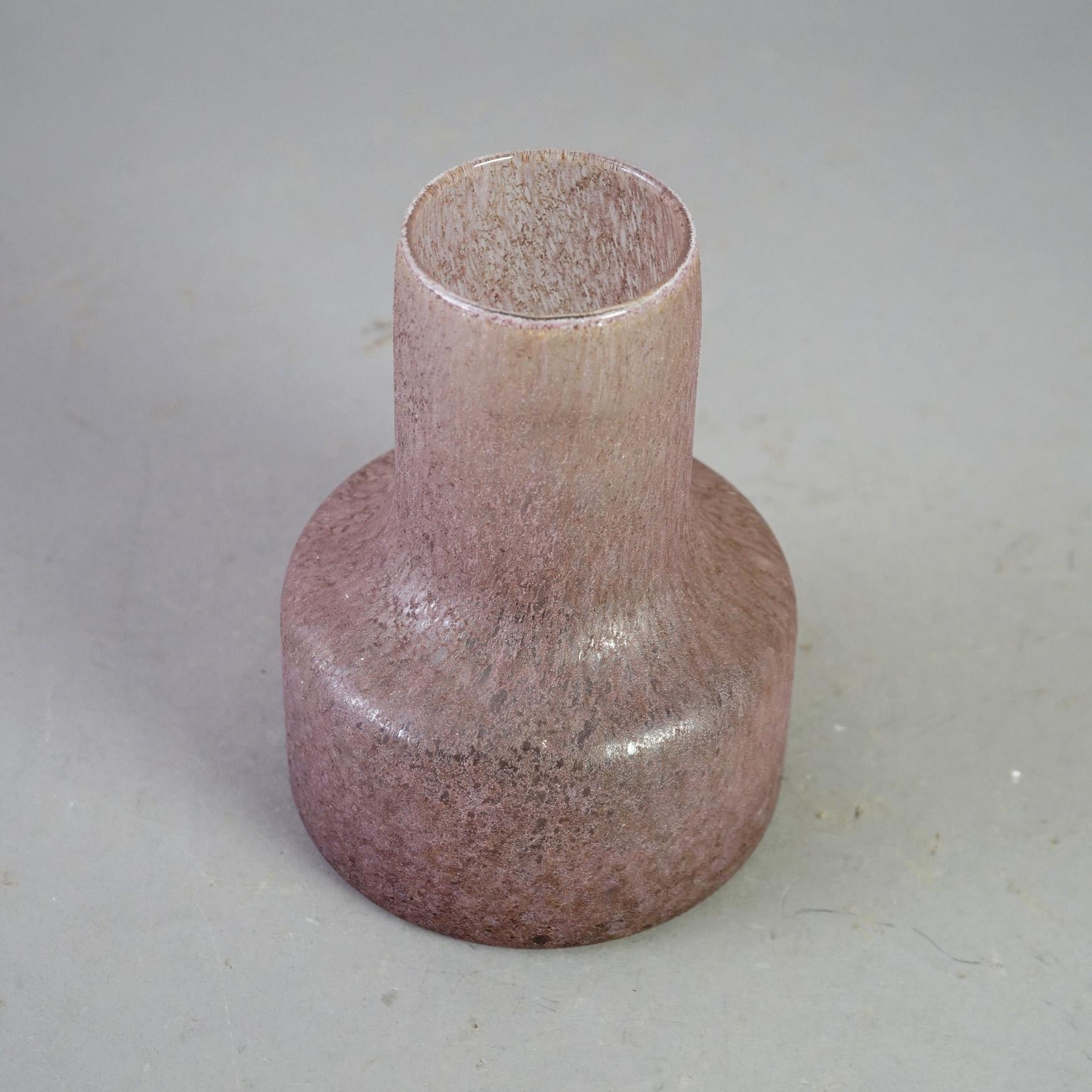 Antique Bauhaus Movement Lavender Chipped Ice Art Glass Bottle Vase Circa 1930 For Sale 2