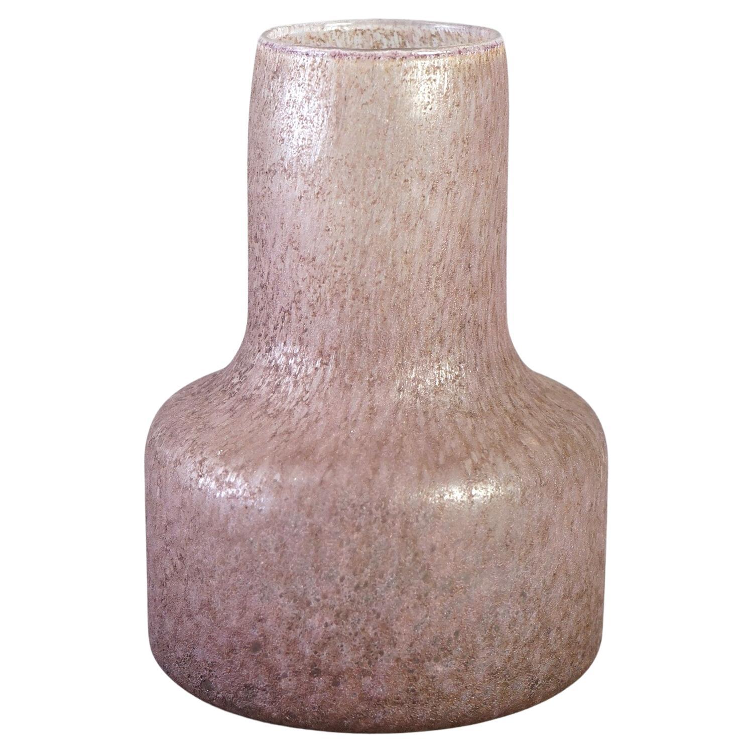 Antique Bauhaus Movement Lavender Chipped Ice Art Glass Bottle Vase Circa 1930 For Sale
