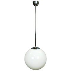 Antique Bauhaus Pendant Light with Large Opaline Glass Bowl