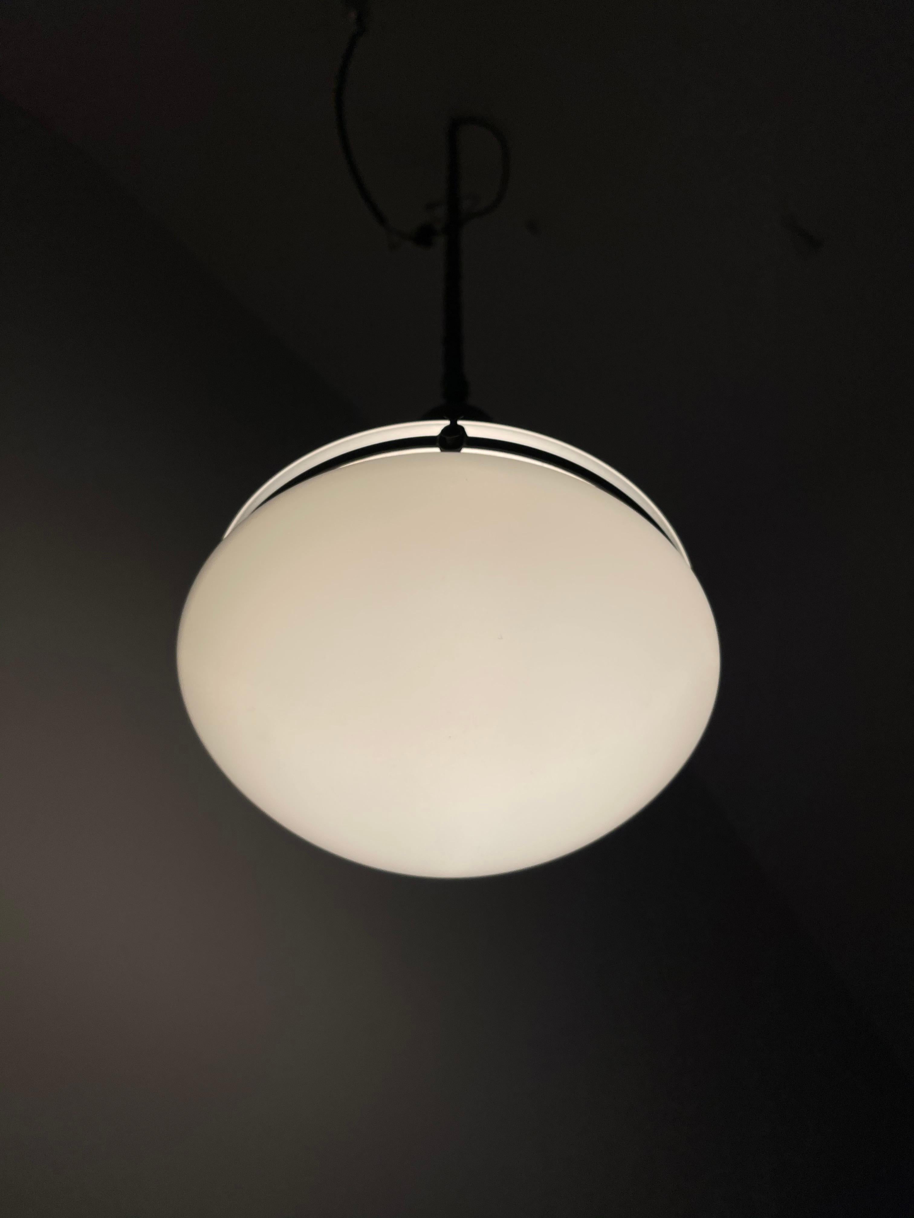 Antique Bauhaus Peter Behrens Opaline Milk Glass Ceiling Pendant Light Lamp 1